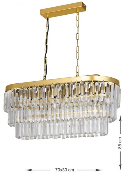 Linsa 70x30 Cm'lik Kristal Cam Taşlı Yemek Masası Üstü Lüks Avize - (sarı Yaldız) fırsatları