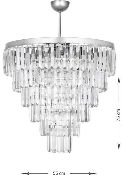 Linsa 55 Cm'lik Kristal Cam Taşlı Lüks Avize - (gümüş Yaldız) fiyatları