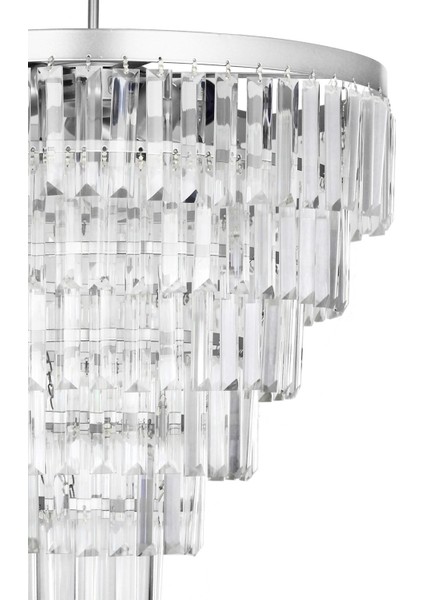 Linsa 55 Cm'lik Kristal Cam Taşlı Lüks Avize - (gümüş Yaldız) modelleri