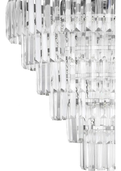 Linsa 55 Cm'lik Kristal Cam Taşlı Lüks Avize - (gümüş Yaldız) fırsatları