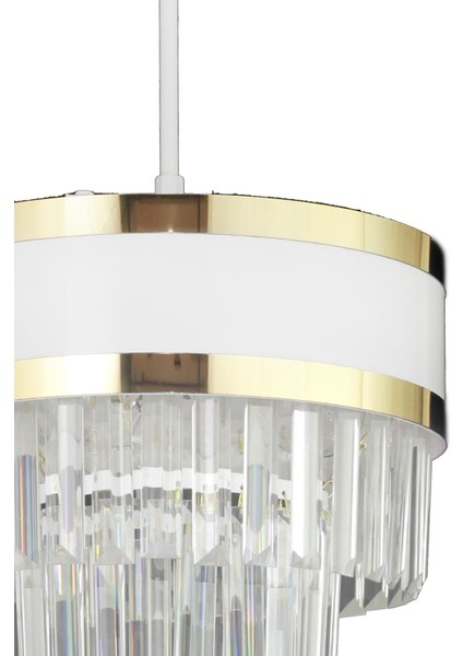 Dora 30 Cm'lik Gold Şeritli Kristal Taşlı Lüks Avize (beyaz-gold) fırsatları