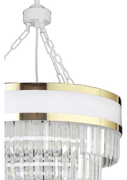 Dora 50 Cm'lik Gold Şeritli Kristal Taşlı Lüks Avize (beyaz-gold) fiyatları