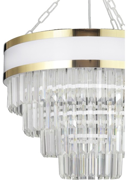 Dora 50 Cm'lik Gold Şeritli Kristal Taşlı Lüks Avize (beyaz-gold) fırsatları
