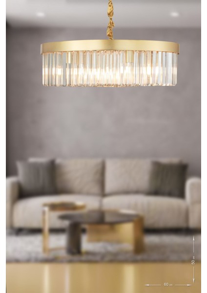 Desina 60'lık Kristal Taşlı Lüks Avize - (sarı-yaldız)