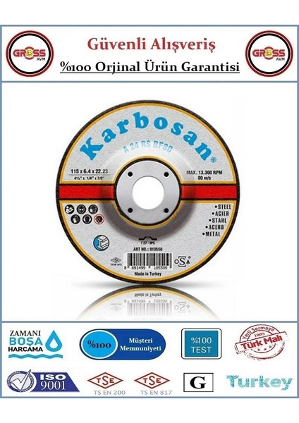 Metal Taşlama Disk Taşı - 115MM - Orjinal Ürün fiyatları