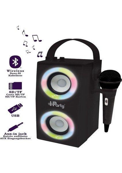 Ipparty Hoparlör - Taşınabilir Bluetooth Mikrofon Hoparlörü, Karaoke, Işık Efektleri, Kablosuz, Usb, Sd Kart, Şarj Edilebilir Pil, Siyah, BTP180BKZ, Tek Boyut fiyatları