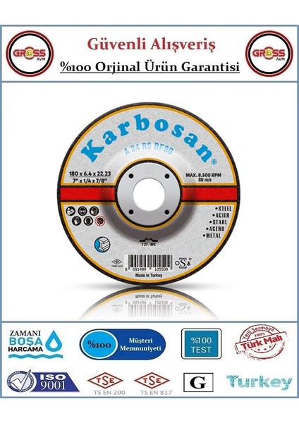 Metal Taşlama Disk Taşı - 180MM - Orjinal Ürün fiyatları