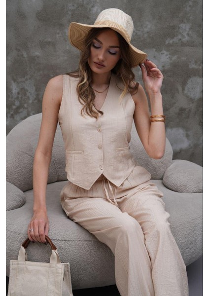 Modal Kumaş Yelek-Pantolon Takım