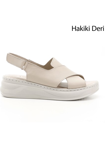 Gön Hakiki Deri Dolgu Taban Kadın Sandalet 42087