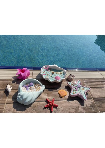 Elyapımı Deniz Kabuğu Dekoratif Kokulu Mum / Handmade Decorative Scented Seashell Candle