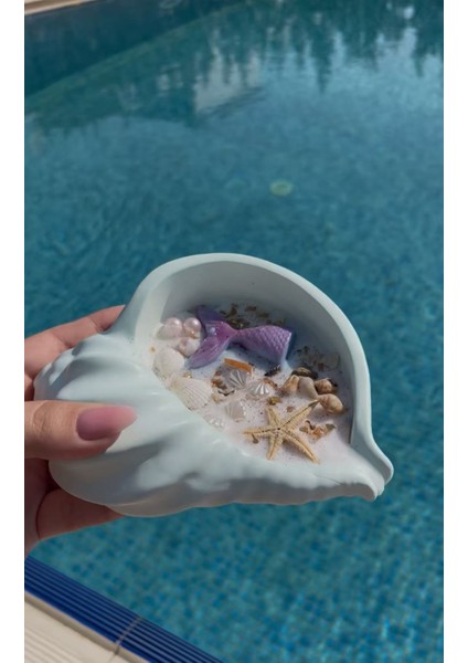 Elyapımı Deniz Kabuğu Dekoratif Kokulu Mum / Handmade Decorative Scented Seashell Candle fırsatları