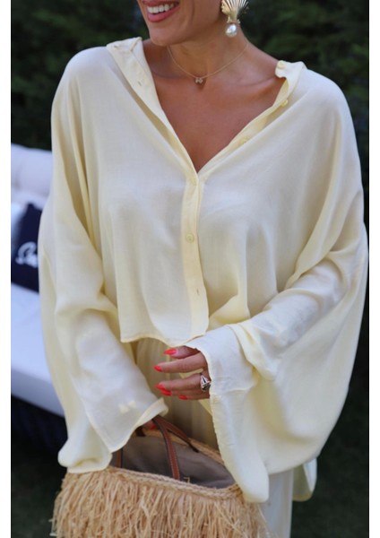 Sarı Yarasa Kol Gömlek Pantolon Takım modelleri