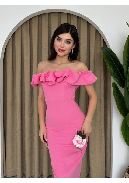 Popi Madonna Yaka Kalem Elbise Pembe-L modelleri