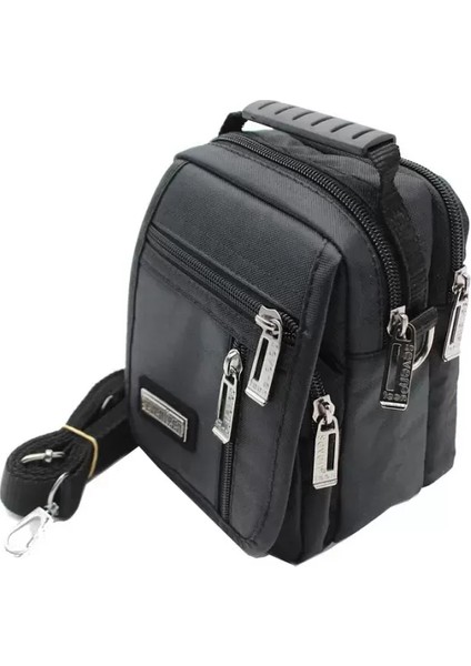 Erkek Lüks Siyah Renk Küçük Bol Bölmeli El Çantası