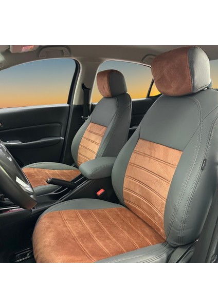 Honda City Araca Özel Oto Koltuk Kılıfı - Tay Tüyü ve Deri