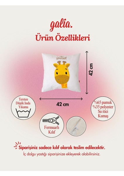 Galia Kids Zürafa Figürlü Be Yourself Mottolu Hayvan Figürlü Punch Kırlent Yastık Kılıfı indirimleri