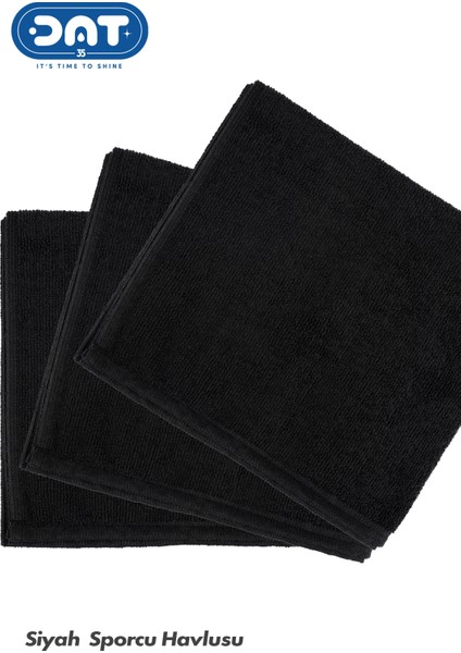 Siyah Sporcu Antreman Havlusu Microfiber Gym Fitness Boks Tenis Spor Havlusu 48x90cm