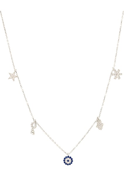 925 Ayar Gümüş Zirkon Taşlı Şans Kolyesi