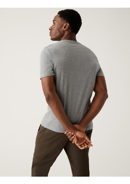 Saf Pamuklu Kısa Kollu T-Shirt fırsatları