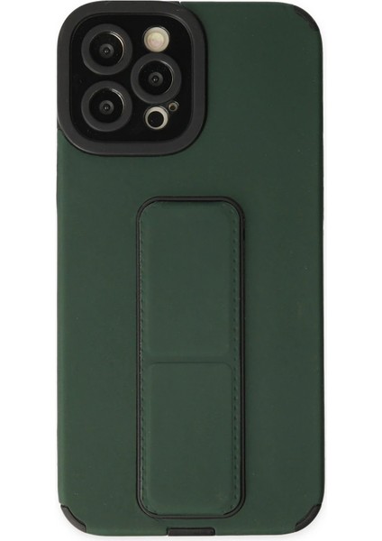iPhone 12 Pro Max Kılıf Mega Standlı Silikon - Yeşil - ASBTC1151-8803