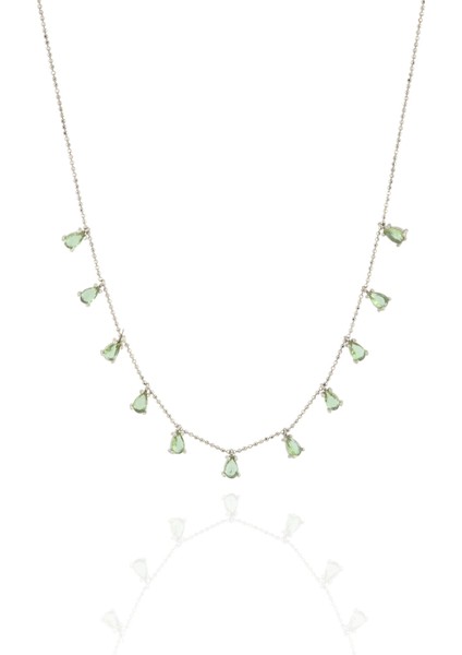 925 Ayar Gümüş Beyaz Zirkon Taşlı Kadın Gümüş Kolye