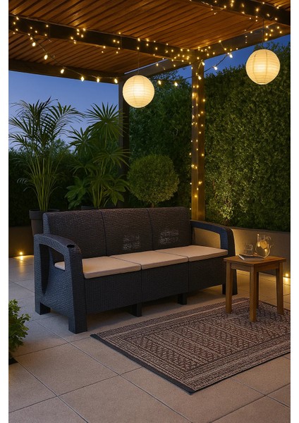 Olimpos 3'lü Koltuk Balkon&teras Bahçe Mobilyası / Antrasit