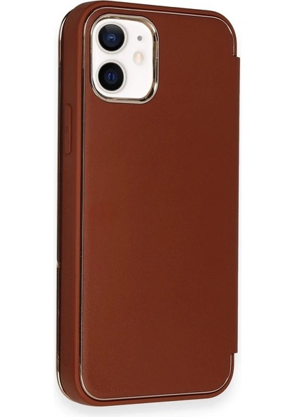 iPhone 12 Kılıf Dolpin Kapaklı - Kahverengi - ASBTC2207-6769 fırsatları