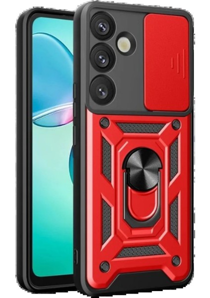 Samsung Galaxy S25 Plus Kılıf Pars Lens Yüzüklü Silikon - Kırmızı - ASBTC7007-2975