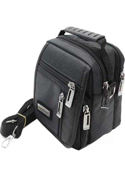 Erkek Lüks Siyah Renk Küçük Bol Bölmeli El Çantası