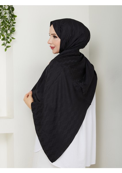 Gece Siyahı Zigzag Jakarlı Şal – 75X185 cm fiyatları