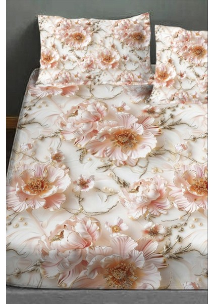 %100 Pamuk Lastikli Çarşaf Özel Tasarım 5d Dijital 60 Tel Golden Pink fırsatları