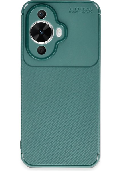 Huawei Nova 12S Kılıf Auto Focus Karbon Kapak - Koyu Yeşil - ASBTC3928-9317