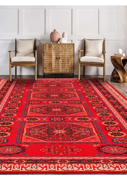 Vitage Etnik Kırmızı Desen Eskitme Model Dokuma Taban Kilim modelleri