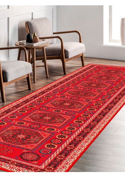 Vitage Etnik Kırmızı Desen Eskitme Model Dokuma Taban Kilim fırsatları
