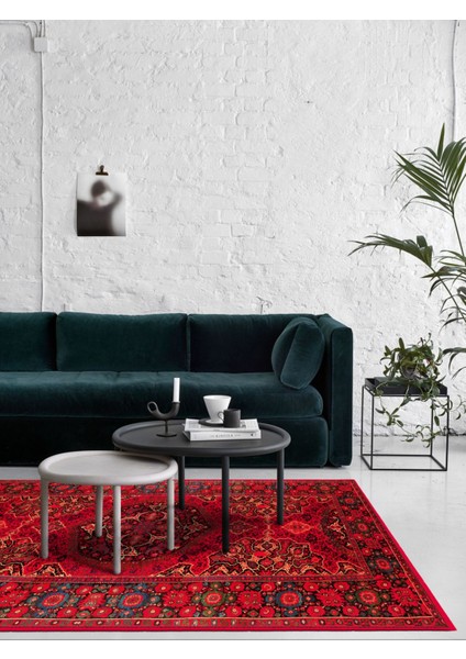 Vitage Kırmızı Etnik Desenli Eskitme Model Dokuma Taban Kilim modelleri