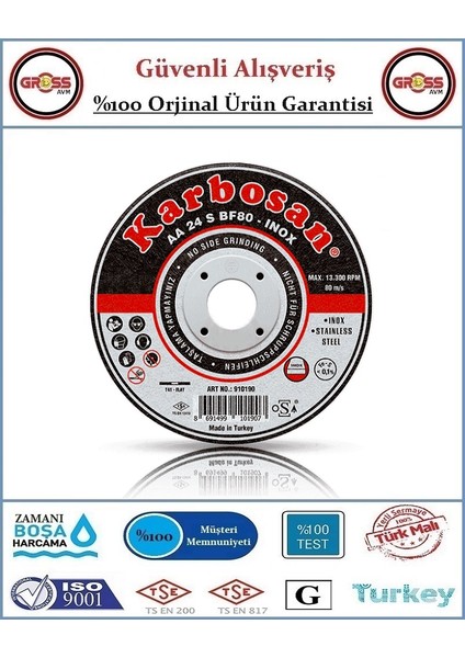 Inox Paslanmaz Çelik Kesme Disk Taşı - 115MM - Orjinal Ürün fiyatları