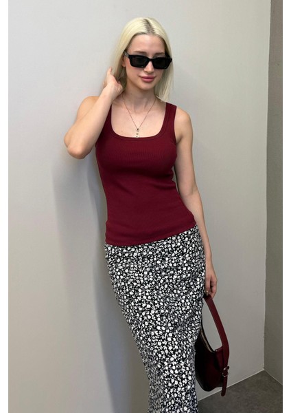 Bordo Fitilli Görünümlü Askılı Basic Atlet MG2057 fiyatları