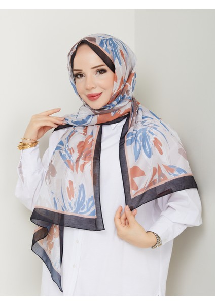 Toprak Tonu Çiçek Desenli Şal – 75X185 cm