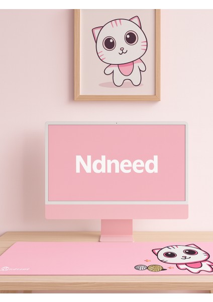 Sevimli Kedi Klavye Mouse Masaüstü Matı