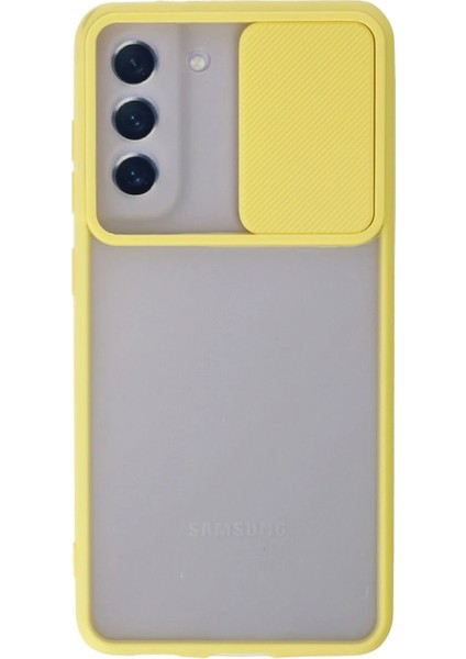 Samsung Galaxy S21 Fe Kılıf Palm Buzlu Kamera Sürgülü Silikon - Sarı - ASBTC2263-3612
