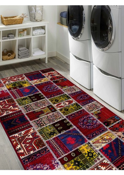 Vitage Etnik Kırmızı Desen Eskitme Model Dokuma Taban Kilim fırsatları