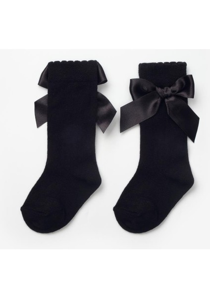 Siyah Kurdeleli Kız Çocuk Çorap