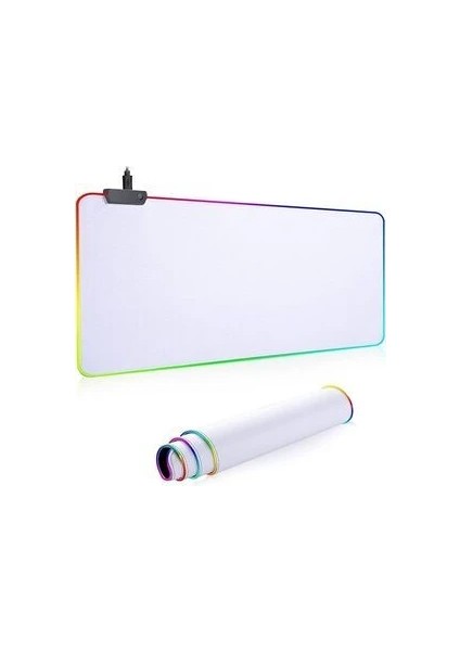 Rgb Ledli Beyaz Mousepad 70X30 cm 13 Farklı Renk Modu Su Geçirmez Oyuncu Gaming Xl Mausepad fiyatları