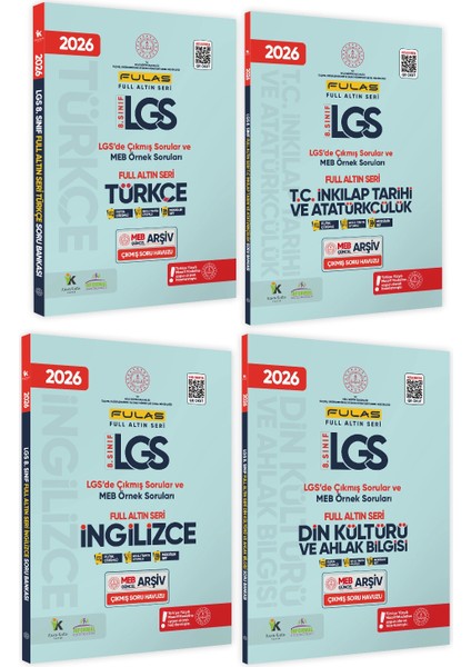 2026 8.sınıf Full Lgs Altın Seri(Fulas)Lgs/meb Örnek Çıkmış Modüler Soru Bankası Çözümlü Sözel Set