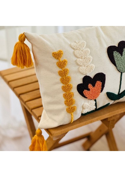 2’li Punch Işlemeli Premium Nakışlı Dal Çiçek Temalı Dekoratif Kırlent Kılıfı modelleri