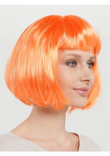Bfs turuncu Renk Küt Parti Peruğu Kısa Takma Saç fırsatları