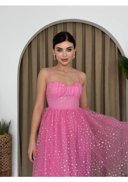 Missu Midi Elbise Pembe-S