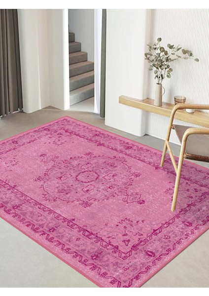 Vitage Pembe Etnik Desen Eskitme Model Dokuma Taban Kilim fiyatları