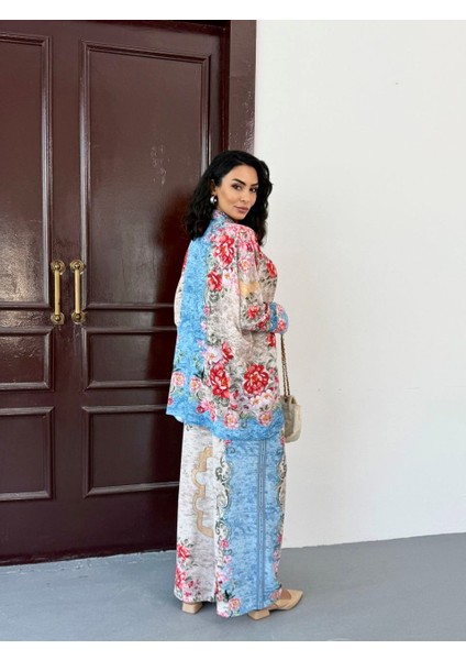 Ithal Jessica Kumaş Çiçek Desenli Gömlek & Pantolon 2'li Takım modelleri