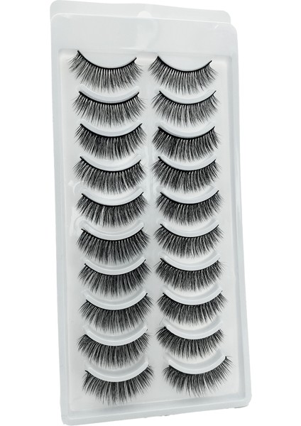 Doğal Görünümlü İpek Bütün 10'lu Takma Kirpik Seti- 10 Çift Gerçek Takma Kirpik- Model: D18 fiyatları